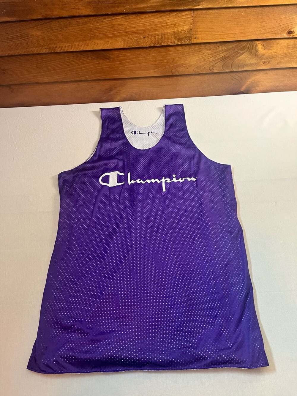 Champion Reversible Mesh Tank Top Purple White Sleeveless Jersey Large